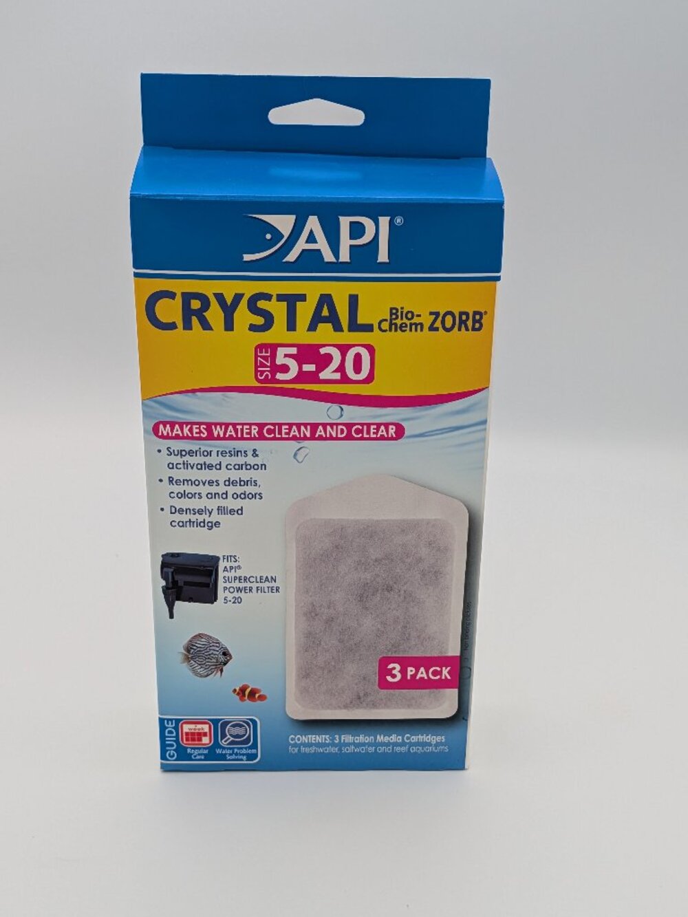 API - Aquarium Power Filter Cartridges Size 5-20 Crystal Bio-Chem Zorb 3 Pack